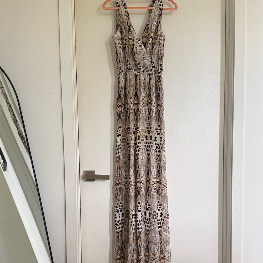 Elegant Animal Print Maxi Romper